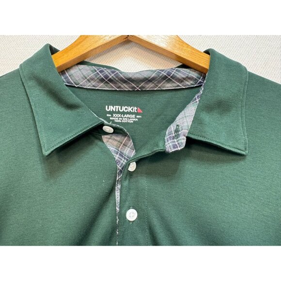 Untuckit Mens Long-Sleeve Polo Shirt XXX-Large Green - Picture 3 of 10